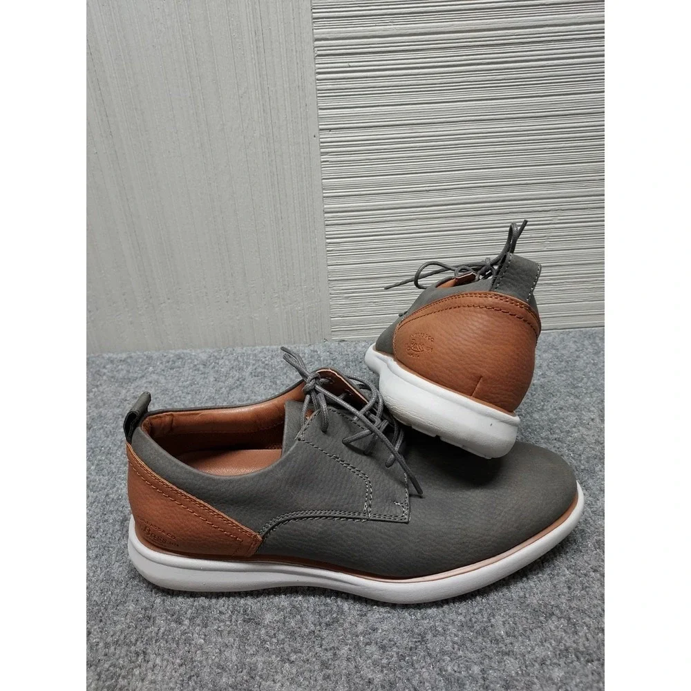 Bass Men Oxford Shoe 8 Gray Faux Leather Lace Up Plain Toe Breathable Casual